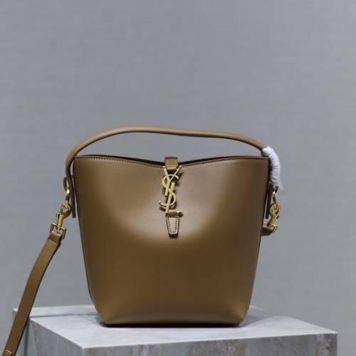 Saint Laurent LE 37奶茶色小号带手提水桶包 单肩包