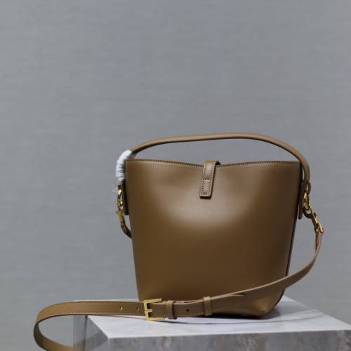 Saint Laurent LE 37奶茶色小号带手提水桶包 单肩包
