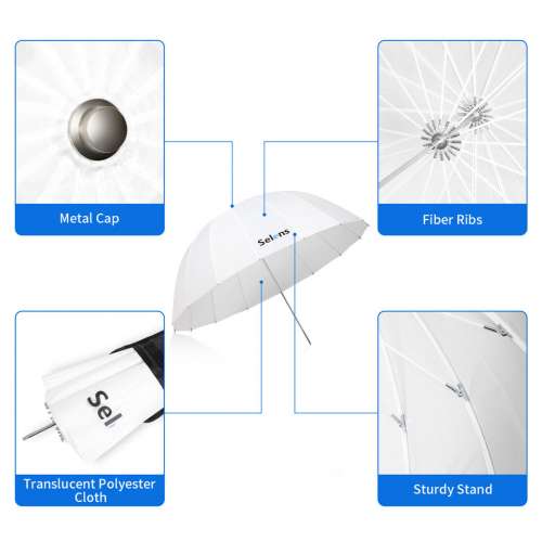 Selens White Diffusion 105cm Parabolic Reflective Umbrella (16 Pod) 十六角深抛...