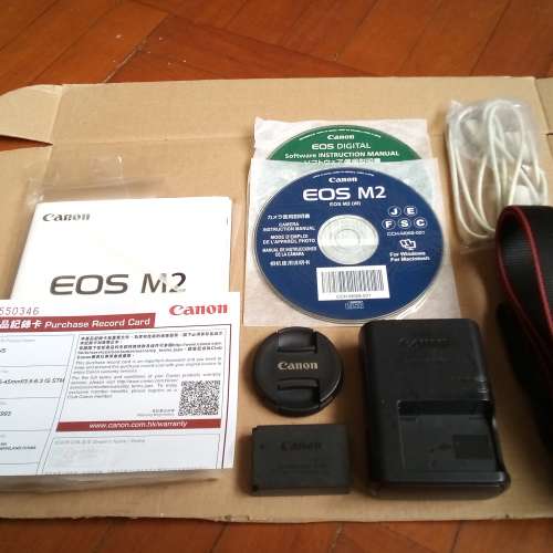 ( 白色 ) Canon EOS M2 + 15-45  無反機一套 ~ 有盒