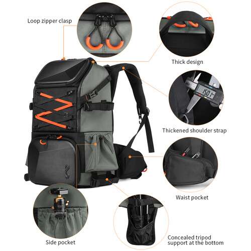 K&F Concept Outdoor Camera Backpack Large Photography Bag with Laptop