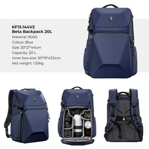 K&F Concept Beta Photography Backpack (Blue, 20L)  - KF13.144