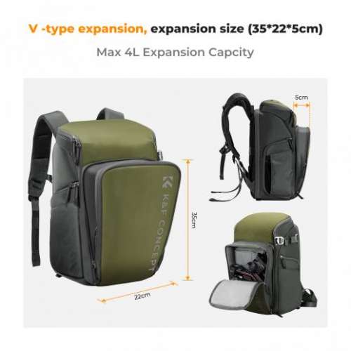 K&F Concept Camera Alpha Backpack Air (Dark Green, 25L) - KF13.128