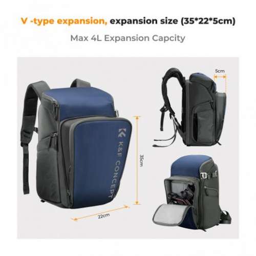K&F Concept Camera Alpha Backpack Air (Navy Blue, 25L) - KF13.128
