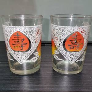 1990年時代 印花圖案 玻璃杯 2隻一套價 裝潢 裝飾品 收藏品 1990's Print Pattern ...