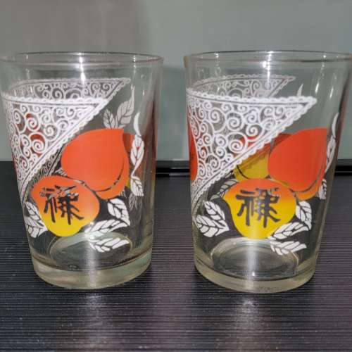 1990年時代 印花圖案 玻璃杯 2隻一套價 裝潢 裝飾品 收藏品 1990's Print Pattern ...