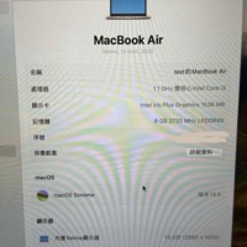 MacBook Air 13.3"A2179(2020)(i3/8Gb/256 SSD)