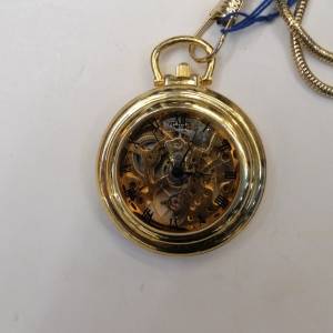 Vintage Slim Mechanical Skeleton Pocket Watch (30Cm) w/chain