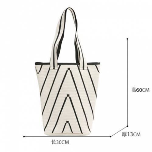 包包小眾設計波浪紋針織單肩包出街購物大容量包包通勤水桶包