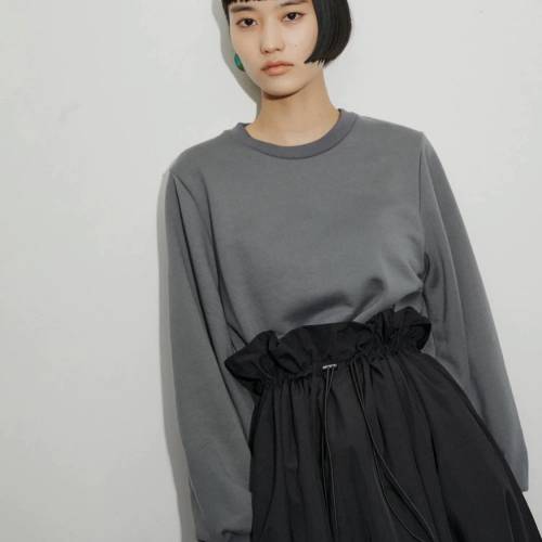 毛圈衛衣拼接梭織裙索繩腰連身裙