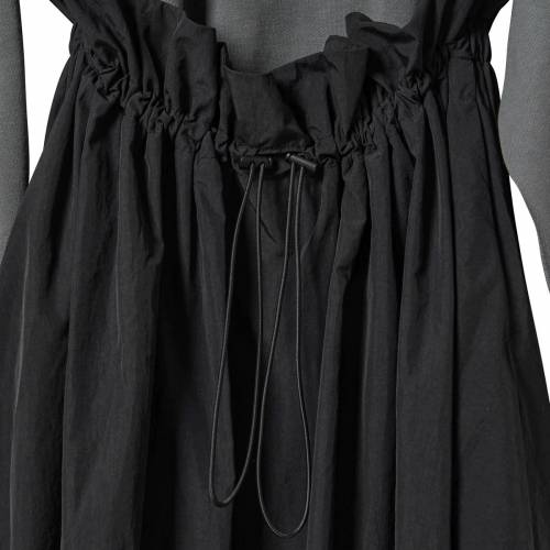 毛圈衛衣拼接梭織裙索繩腰連身裙