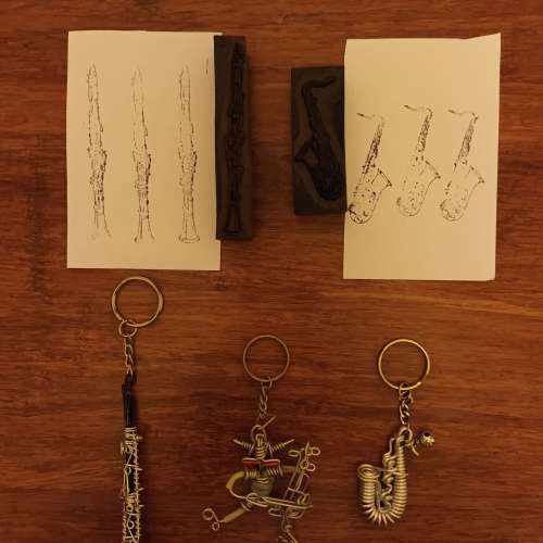 趣智單簧管Clarinet、色士風Saxophone及大提琴印章和鎖匙扣(外國買)