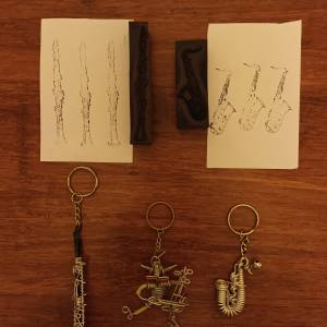趣智單簧管Clarinet、色士風Saxophone及大提琴印章和鎖匙扣(外國買)