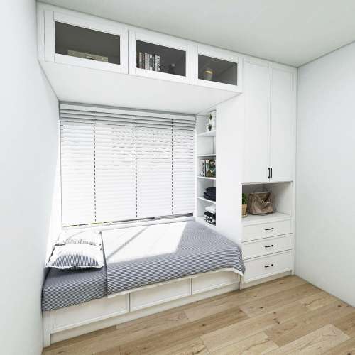 😁😆睡房設計-窗台床訂造 空間設計 訂造床睡房床邊櫃租房衣櫃 可拆卸睡房推拉衣櫃地...