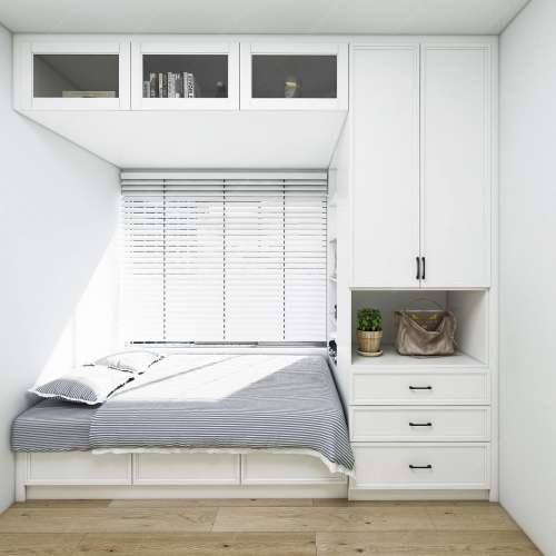 😁😆睡房設計-窗台床訂造 空間設計 訂造床睡房床邊櫃租房衣櫃 可拆卸睡房推拉衣櫃地...