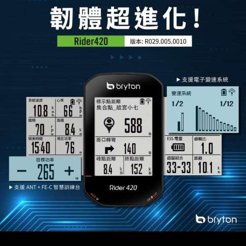 100%NEW Bryton Rider 420E GPS Cycling Computer 中英文無線GPS單車碼錶~~~送延伸...