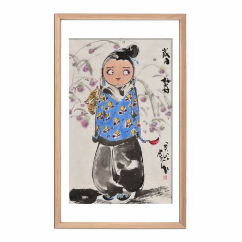 中美协会员窦红美女小胖妞画《岁月静好》