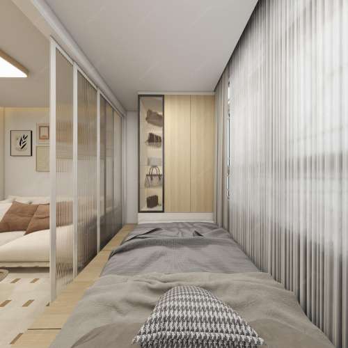 😃😁間隔房設計 趟門間隔 儲物櫃間房 玻璃趟門訂做入墻櫃簡歐輕奢風傢俬定做衣櫥	睡...