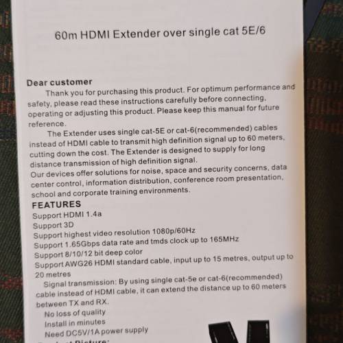 60m HDMI extender Cat5E