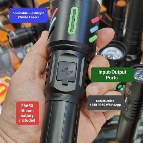 特遠射程可變焦距手電筒2000流明.射程遠達1.2km. Zoomable Flashlight. Rechargeab...