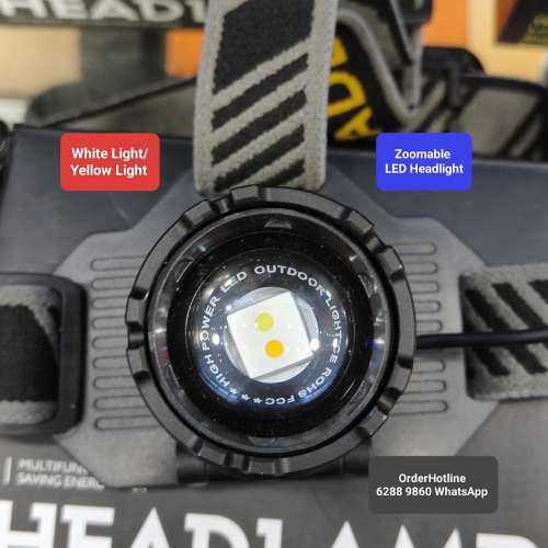 神火可變焦距頭燈10w. 黃光/白光.任揀 SuperFire Zoomable Headlamp. USB-C 直接充電