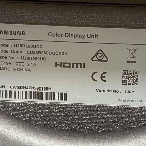 Samsung U28R550UQC 三星28吋電腦mon 無腳架