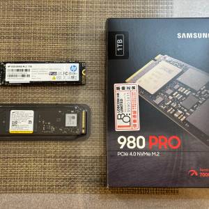 1TB Nvme SSD 三隻 Samsung 980 Pro , HP EX950 , Micron ( 不散賣 )