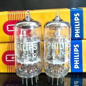 Philips 飛利浦12AU7 6189 銀屏三雲母雙支柱圓環一對1967同年同號法國巴黎製造配對有...