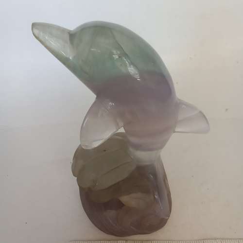 螢石海豚擺件，高約六吋，搬運因不小心弄斷了一腳，現修復完特價出售,原價880元，...