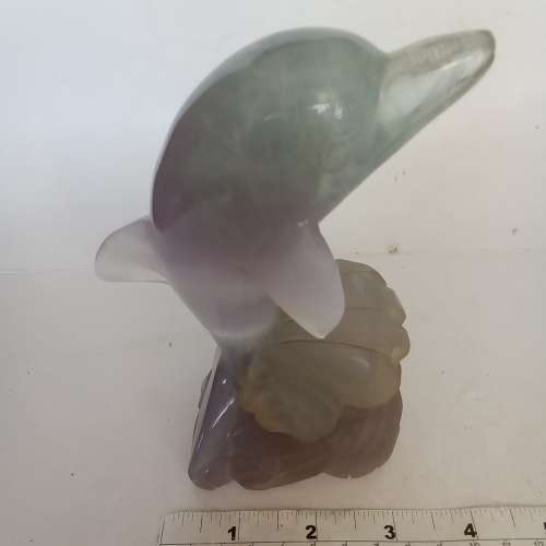 螢石海豚擺件，高約六吋，搬運因不小心弄斷了一腳，現修復完特價出售,原價880元，...