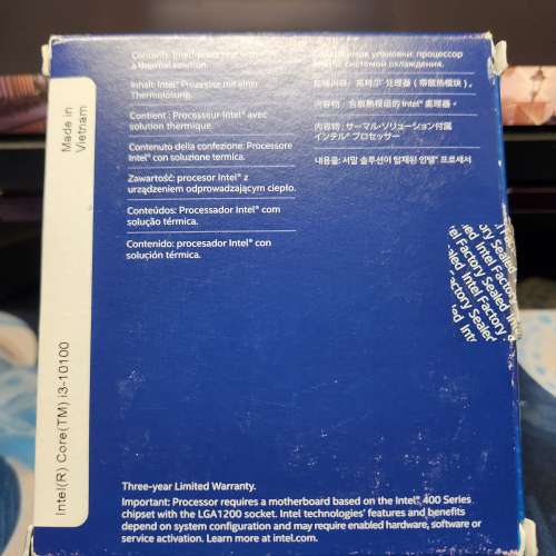 Intel i3-10100 盒裝連原裝散熱器 LGA1200