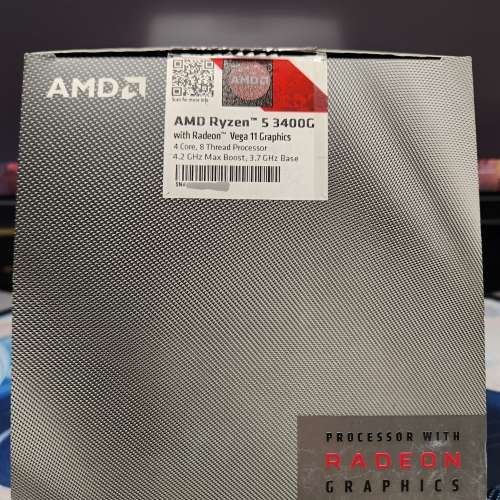 AMD Ryzen 5 3400G 盒裝連原裝散熱器 AM4