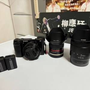 Sony A6000 + kit 18-55 + SEL1670z + Samyang 12mm F2 MF