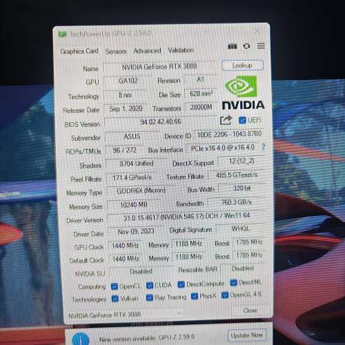 華碩TUF RTX3080 正常使用