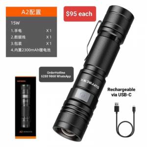 可變焦距強光電筒 內置電源2200mAh. Zoomable Flashlight 🔦 Torch. Rechargeable ...