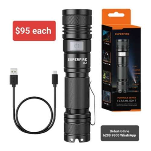 可變焦距強光電筒 內置電源2200mAh. Zoomable Flashlight 🔦 Torch. Rechargeable ...