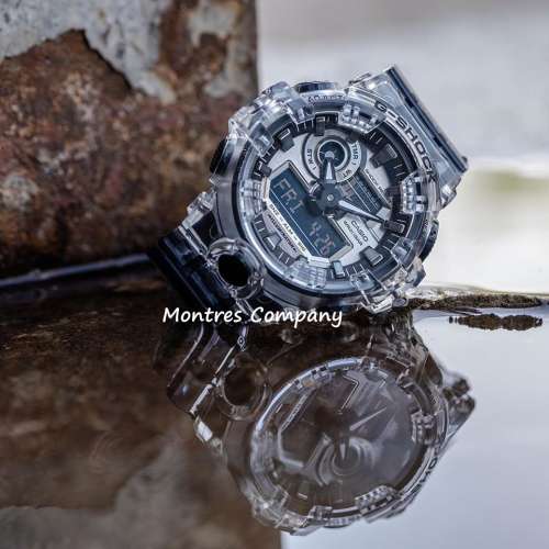 Montres Company香港註冊公司(26年老店) CASIO G-Shock GA-700SK-1A 透明錶帶 黑灰...