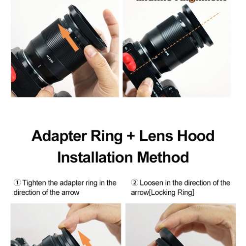 25mm Square Metal Screw-in Standard Lens Hood Set 方形金屬遮光罩