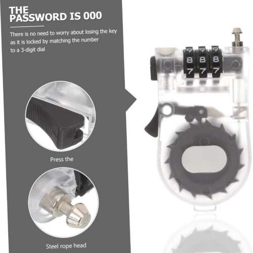 Retractable Steel Cable Lock (Multi-purpose) - Mini Anti Theft Cable Retractable