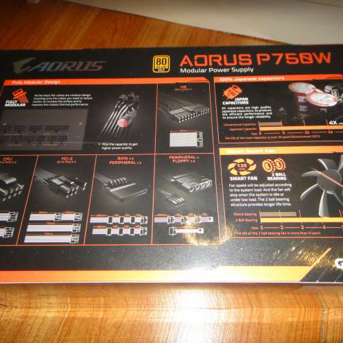 全新 Gigabyte AORUS P750W 80+ 金牌 全模組化火牛 保養期內