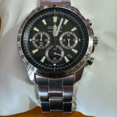 精工 Seiko TACHYMETER 精鋼防水計時石英腕錶 6T63-00D0