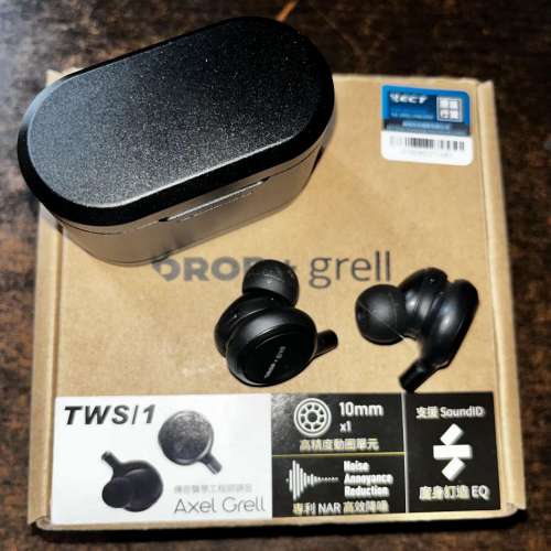 全新香港行貨黑色 DROP+grell Audio TWS1 (有單有保養)