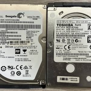 2.5" Toshiba 500GB (7200RPM) + 2.5" Seagate 500GB (7200RPM)