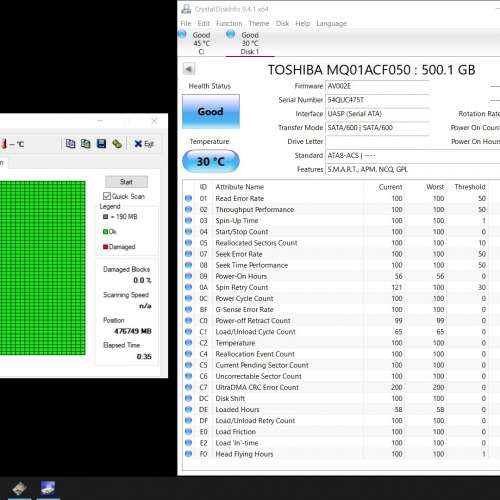 2.5" Toshiba 500GB (7200RPM) + 2.5" Seagate 500GB (7200RPM)