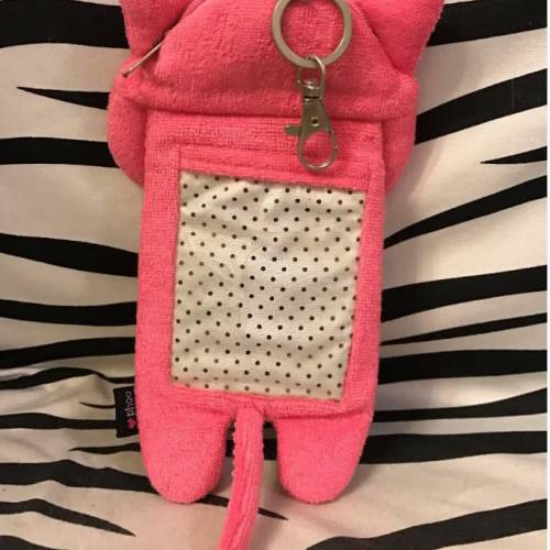 可愛貓咪八達通掛飾連碎銀袋 (深粉紅色) 不包括大手袋