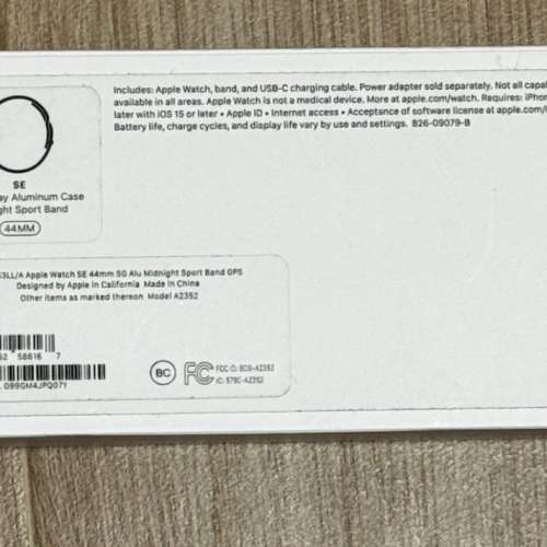 全新蘋果手錶冇激活Apple Watch SE 44mm SG Alu Midnight Sport Band GPS(1st gen)