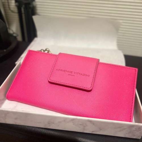 全新輕奢品牌 Adrienne Vittadini Pink Purple Long Wallet Purse Pouch紫紅長銀包