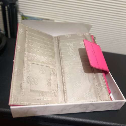 全新輕奢品牌 Adrienne Vittadini Pink Purple Long Wallet Purse Pouch紫紅長銀包