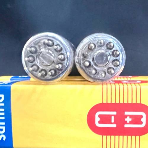 E80CC 飛利浦金腿圓環長灰屏配對一對荷蘭1964同年同月製造有盒 ECC82 12AU7 Philip...
