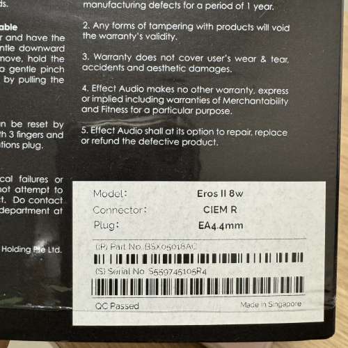 99% new Effect Audio Eros II 8 wire 2 pin 4.4mm